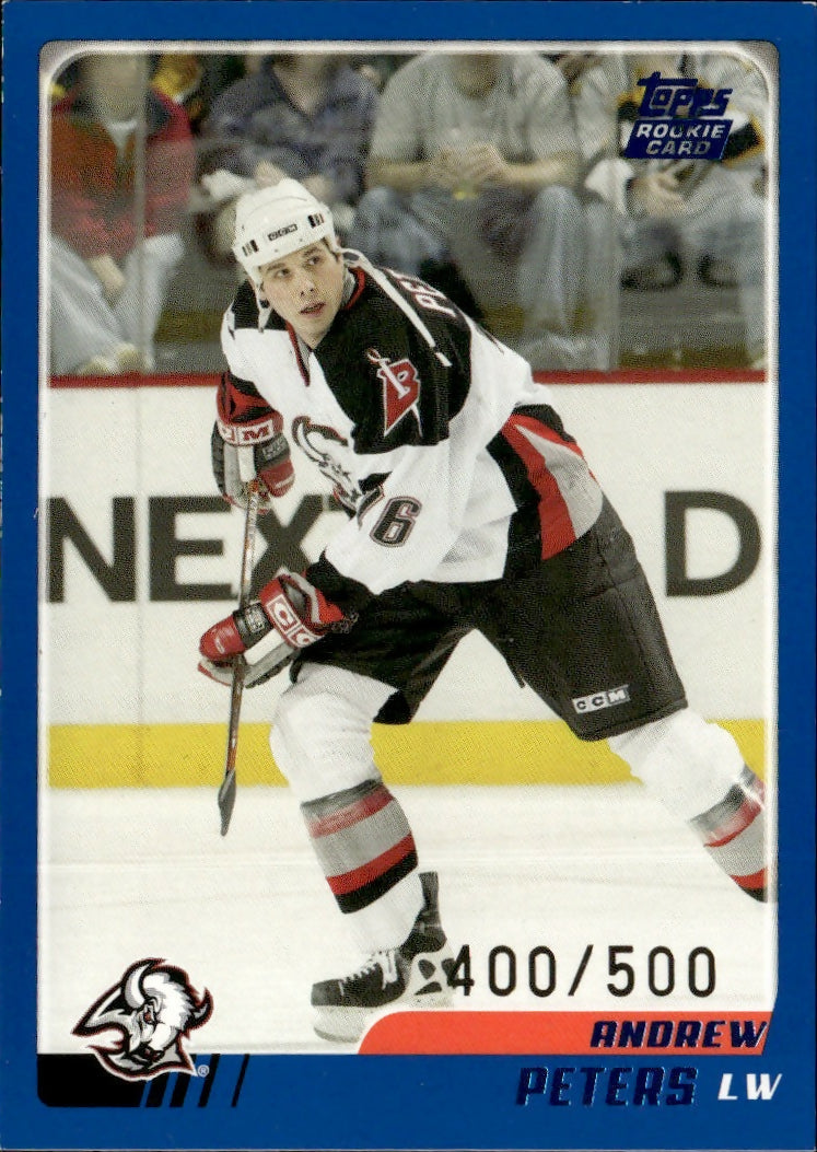 2003-04 Topps Traded - Base - Blue :500 #TT89 Andrew Peters - Buffalo Sabres - A