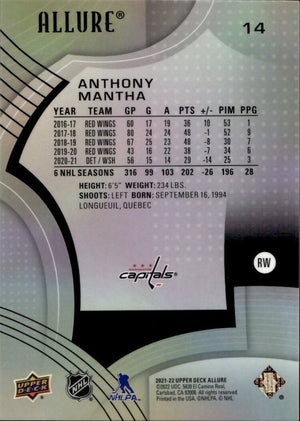 2021-22 Upper Deck Allure Hockey - Base #14 Anthony Mantha - Washington Capitals - B