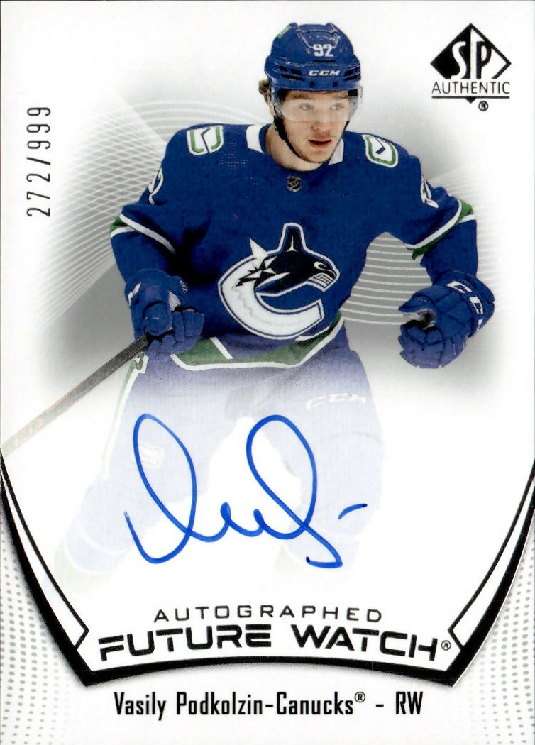 2021-22 Upper Deck SP Authentic Hockey - Base - Future Watch Auto #122 Vasily Podkolzin - Vancouver Canucks - A