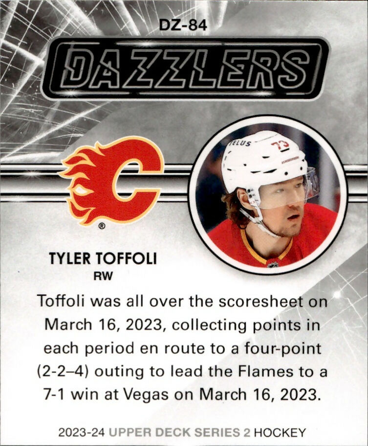 2023-24 Upper Deck Series 2 Hockey - Dazzlers - Blue #DZ-84 Tyler Toffoli - Calgary Flames - B