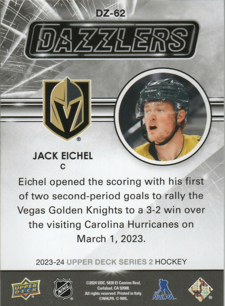 2023-24 Upper Deck Series 2 Hockey - Dazzlers - Green #DZ-62 Jack Eichel - Vegas Golden Knights