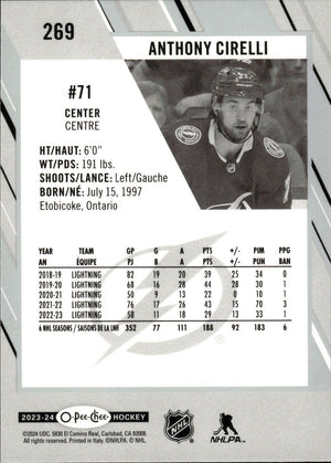 2023-24 Upper Deck O-Pee-Chee Hockey - Base #269 Anthony Cirelli - Tampa Bay Lightning