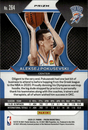 2020-21 Panini Prizm Basketball - Base - Prizm #264 Aleksej Pokusevski - Oklahoma City Thunder