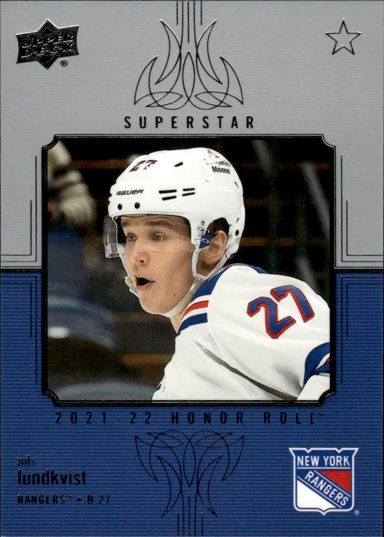 2021-22 Upper Deck Series 2 Hockey - Honor Roll #HR-68 Nils Lundkvist - New York Rangers - A