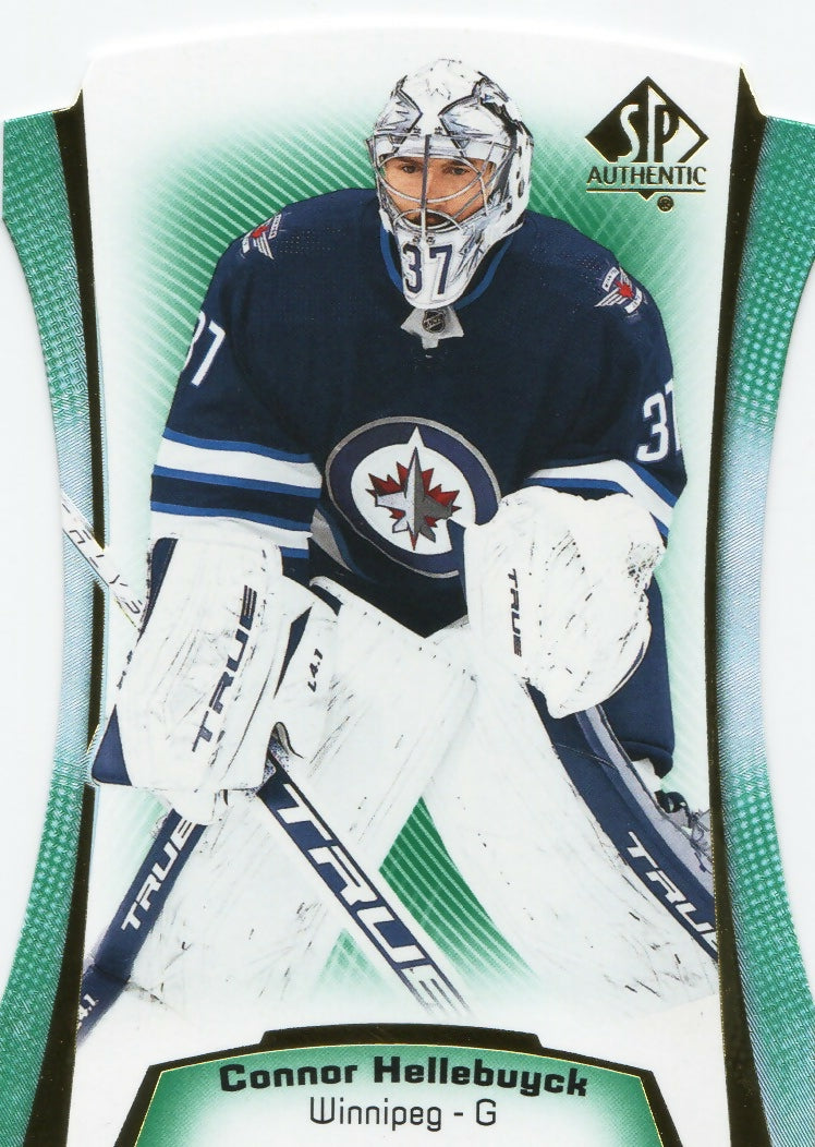 2021-22 Upper Deck SP Authentic Hockey - Die Cut - Green #DC-13 Connor Hellebuyck - Winnipeg Jets - A