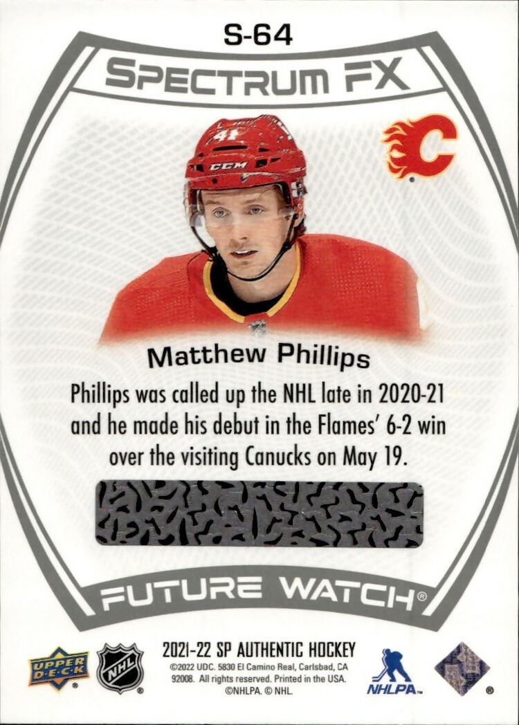 2021-22 Upper Deck SP Authentic Hockey - Spectrum FX - Tier 1 #S-64 Matthew Phillips - Calgary Flames - B