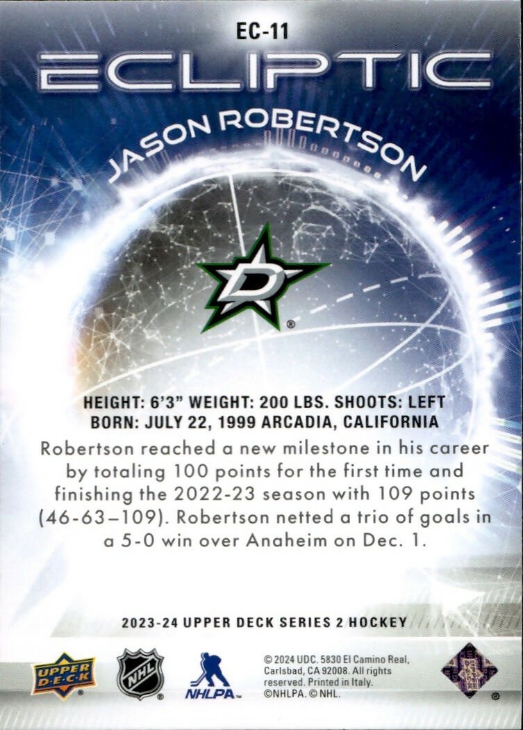 2023-24 Upper Deck Series 2 Hockey - Ecliptic #EC-11 Jason Robertson - Dallas Stars - B