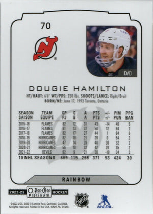 2022-23 Upper Deck O-Pee-Chee Platinum Hockey - Base - Rainbow #70 Dougie Hamilton - New Jersey Devils