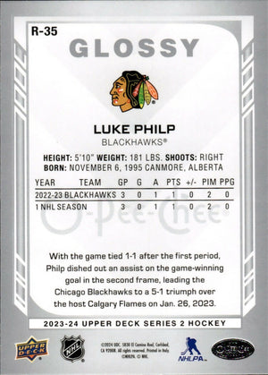 2023-24 Upper Deck Series 2 Hockey - O-Pee-Chee Glossy #R-35 Luke Philp - Chicago Blackhawks