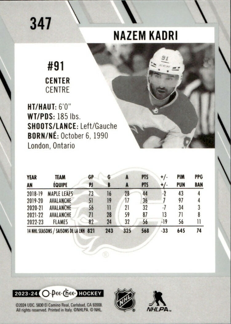 2023-24 Upper Deck O-Pee-Chee Hockey - Base #347 Nazem Kadri - Calgary Flames