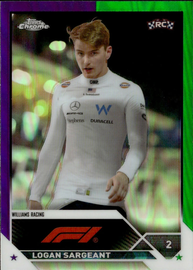 2023 Topps Chrome Formula 1 Base #65 - F1 Drivers - Refractor - Purple Green Logan Sargeant - Williams Racing - A