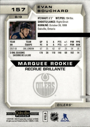 2018-19 O-Pee-Chee Platinum Hockey - Base - Marquee Rookie #157 Evan Bouchard - Edmonton Oilers