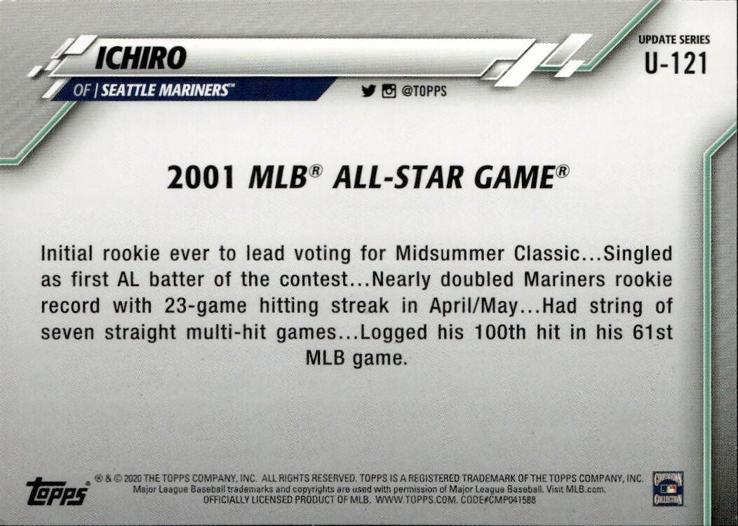 2020 Topps Update #U-121 Ichiro Seattle Mariners