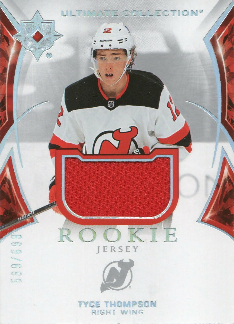 2021-22 Upper Deck Ultimate Collection Hockey - Rookie Jersey /699 #130 Tyce Thopmson - New Jersey Devils