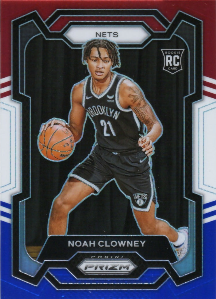 2023-24 Panini Prizm Basketball Base - Red White and Blue Prizm #165 Noah Clowney, Brooklyn Nets - A