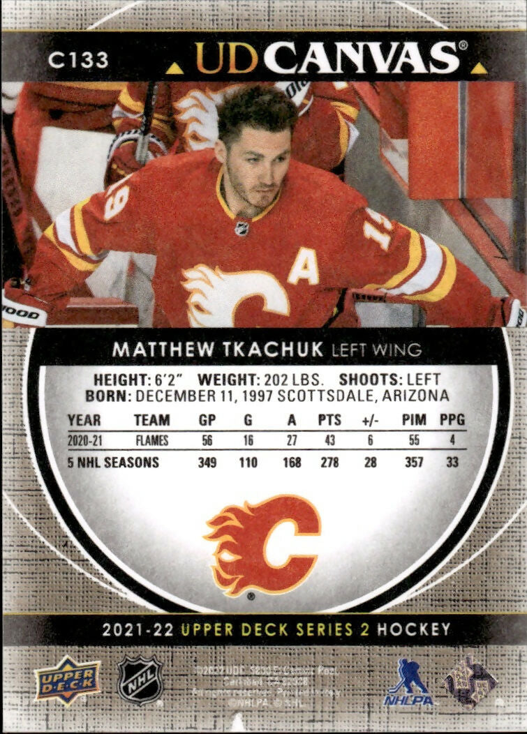 2021-22 Upper Deck Series 2 Hockey - UD Canvas #C133 Matthew Tkachuk - Calgary Flames - B