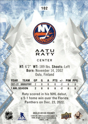 2022-23 Upper Deck Ice Hockey - Base - Rookie #102 Aatu Raty - New York Islanders