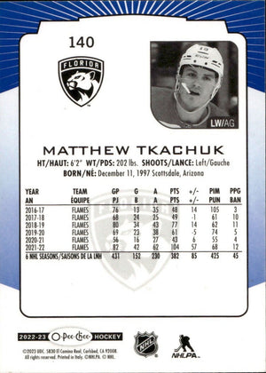 2022-23 Upper Deck O-Pee-Chee Hockey - Base - Blue #140 Matthew Tkachuk - Florida Panthers - B