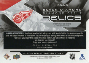 2021-22 Upper Deck Black Diamond - Diamond Debut Relics #DD-MS Moritz Seider - Detroit Red Wings - B