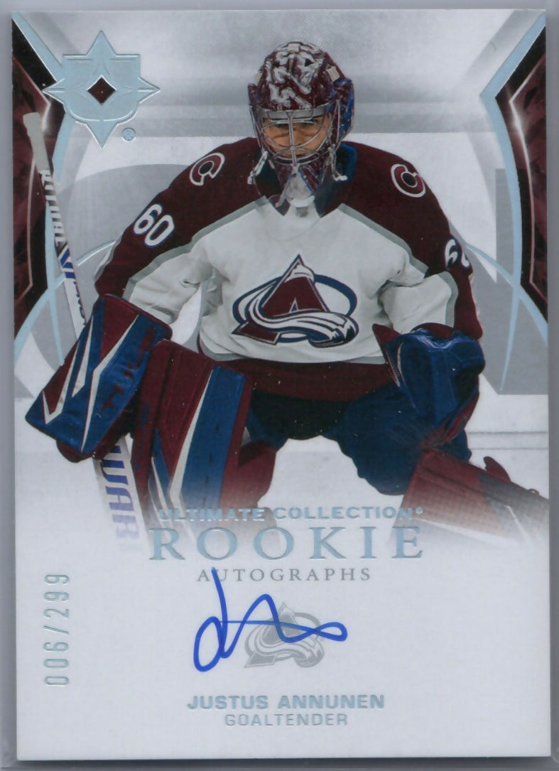 2021-22 Upper Deck Ultimate Collection Hockey #180 Justus Annunen - Colorado Avalanche - A