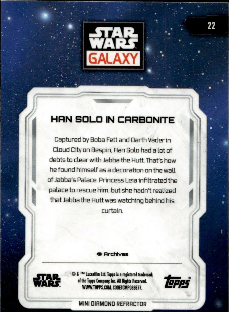 2024 Topps Star Wars Galaxy Chrome - Base #22 Han Solo In Carbonite - B