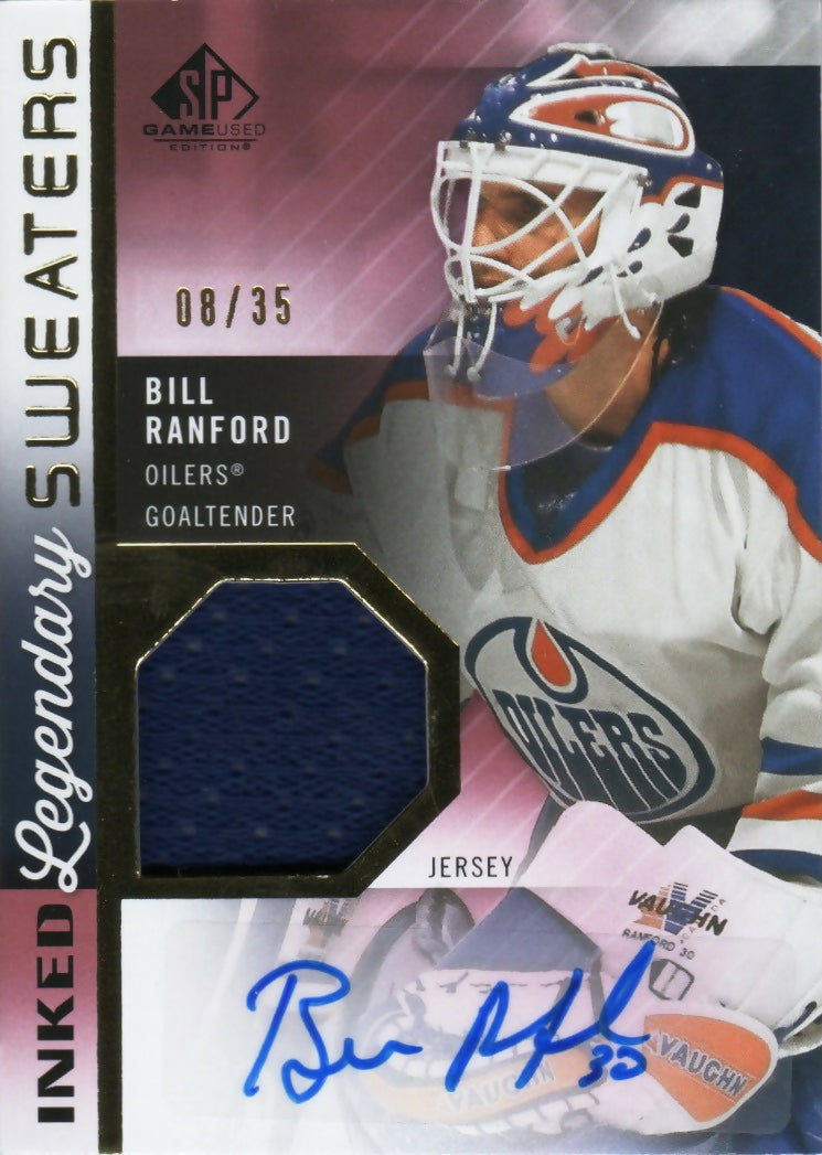 2021-22 Upper Deck SP Game Used Hockey - Inked Legendary Sweaters - Patches :35 #IS-RA Bill Ranford - Edmonton Oilers - A