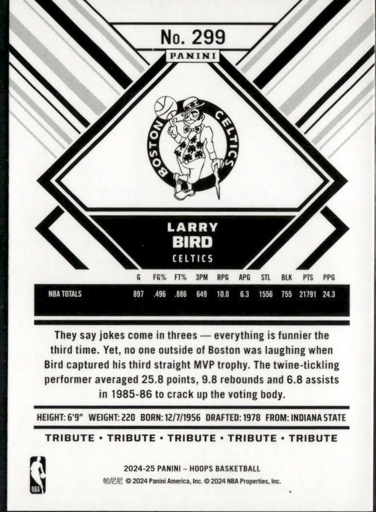 2024-25 Hoops Neon Green Flood #299 Larry Bird Boston Celtics