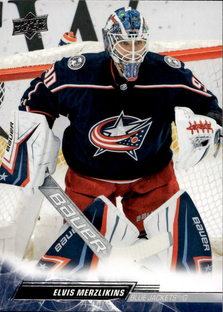 2022-23 Upper Deck Series 1 Hockey - Base #53 Elvis Merzlikins - Columbus Blue Jackets - A