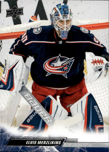 2022-23 Upper Deck Series 1 Hockey - Base #53 Elvis Merzlikins - Columbus Blue Jackets - A