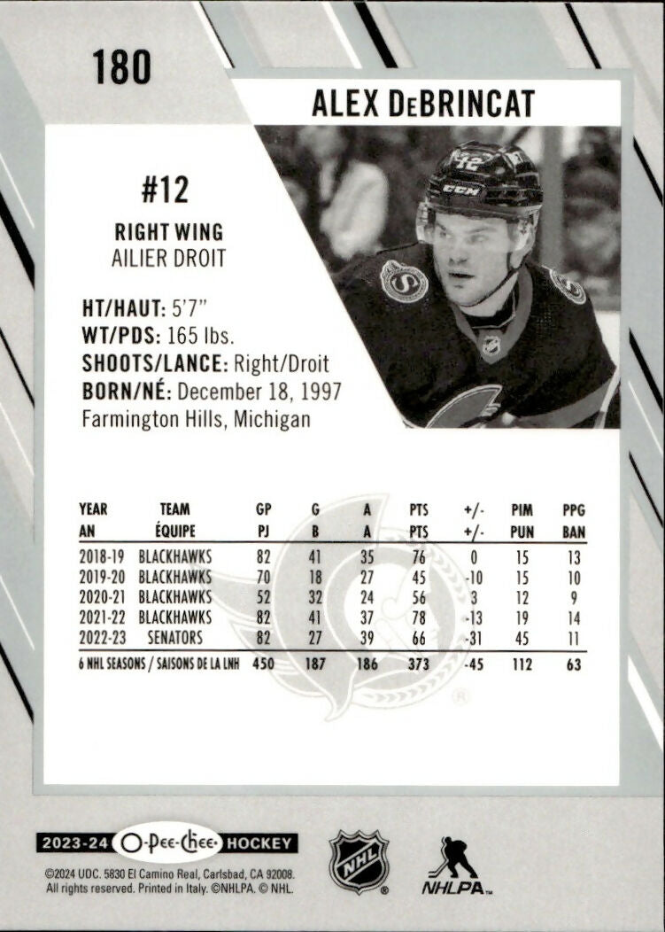 2023-24 Upper Deck O-Pee-Chee Hockey - Base #180 Alex DeBrincat - Ottawa Senators