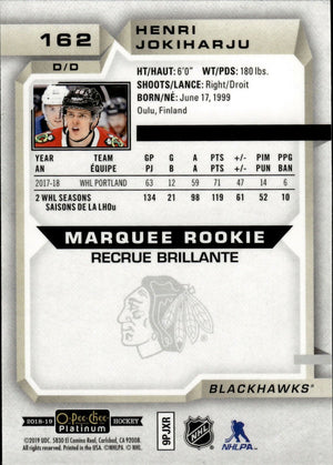 2018-19 O-Pee-Chee Platinum Hockey - Base - Marquee Rookie #162 Henri Jokiharju - Chicago Blackhawks