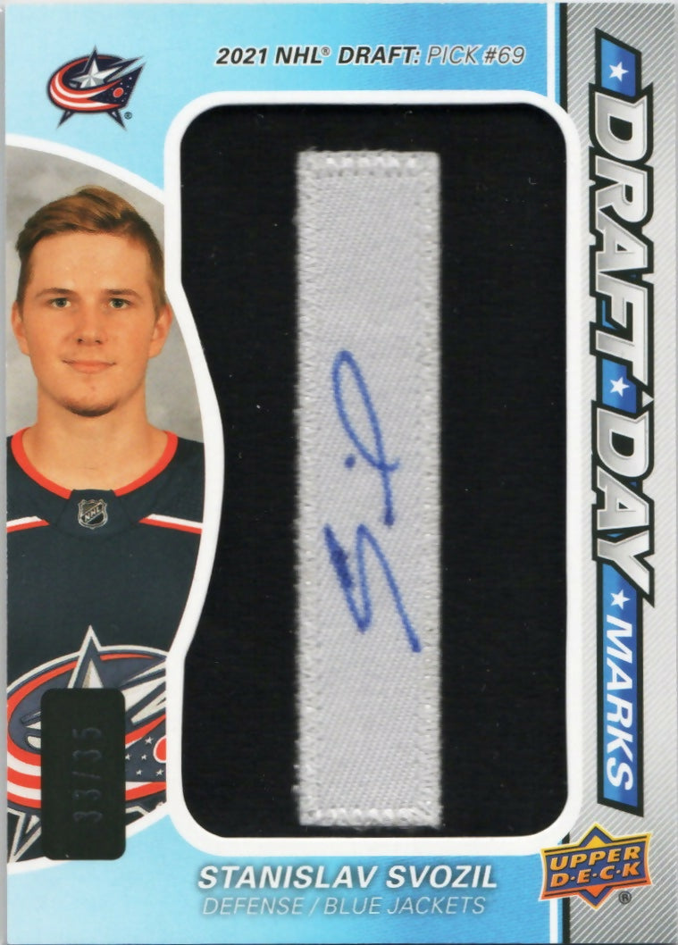 2023-24 Upper Deck SP Game Used Hockey - Draft Day Marks :35 #DDM-SS Stanislav Svozil - Columbus Blue Jackets - A