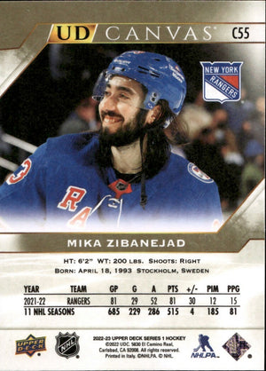2022-23 Upper Deck Series 1 Hockey - UD Canvas #C55 Mika Zibanejad - New York Rangers - B