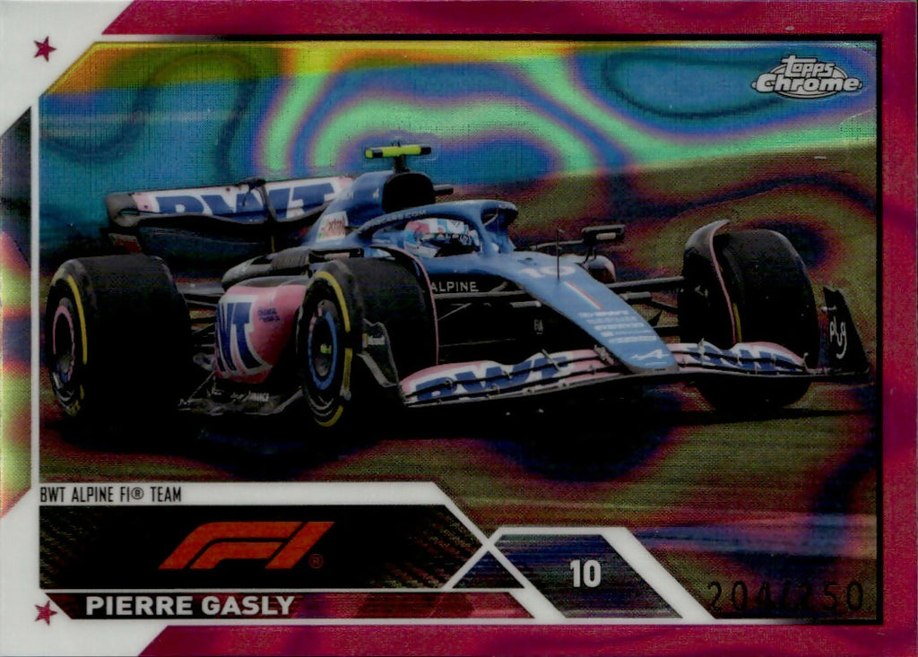 2023 Topps Chrome Formula 1 Base #54 - F1 Drivers - Refractor - Pink Lava :250 Pierre Gasly - BWT Alpine F1 Team - A