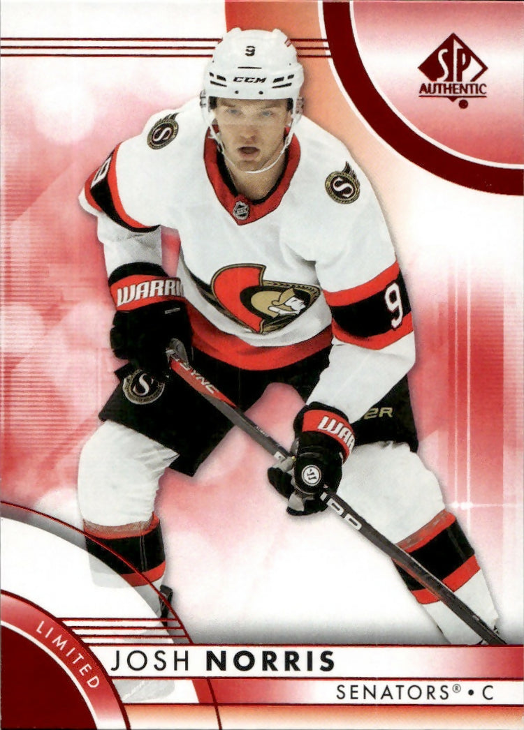 2023-24 Upper Deck SP Authentic Hockey - Base - Red Limited #58 Josh Norris - Ottawa Senators - A