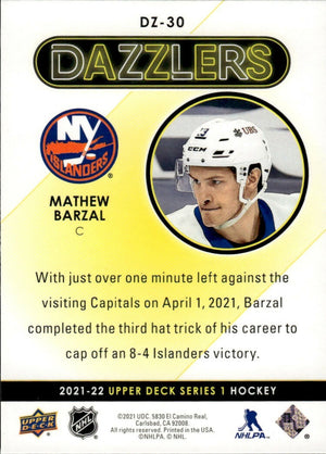 2021-22 Upper Deck Series 2 Hockey - Dazzlers - Blue #DZ-30 Mathew Barzel - New York Islanders - B