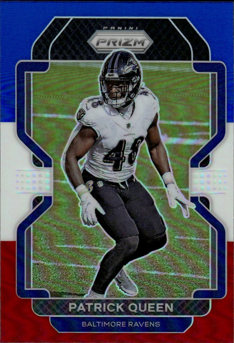 2021 Panini Prizm Football Base - Red White And Blue Prizm #285 Patrick Queen Baltimore Ravens - A