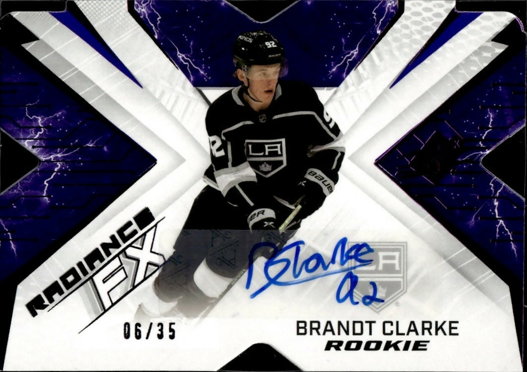 2022-23 Upper Deck SPX Hockey - Radiance FX - Purple - Auto :35 #RFX-91 Brandt Clarke - Los Angeles Kings - A