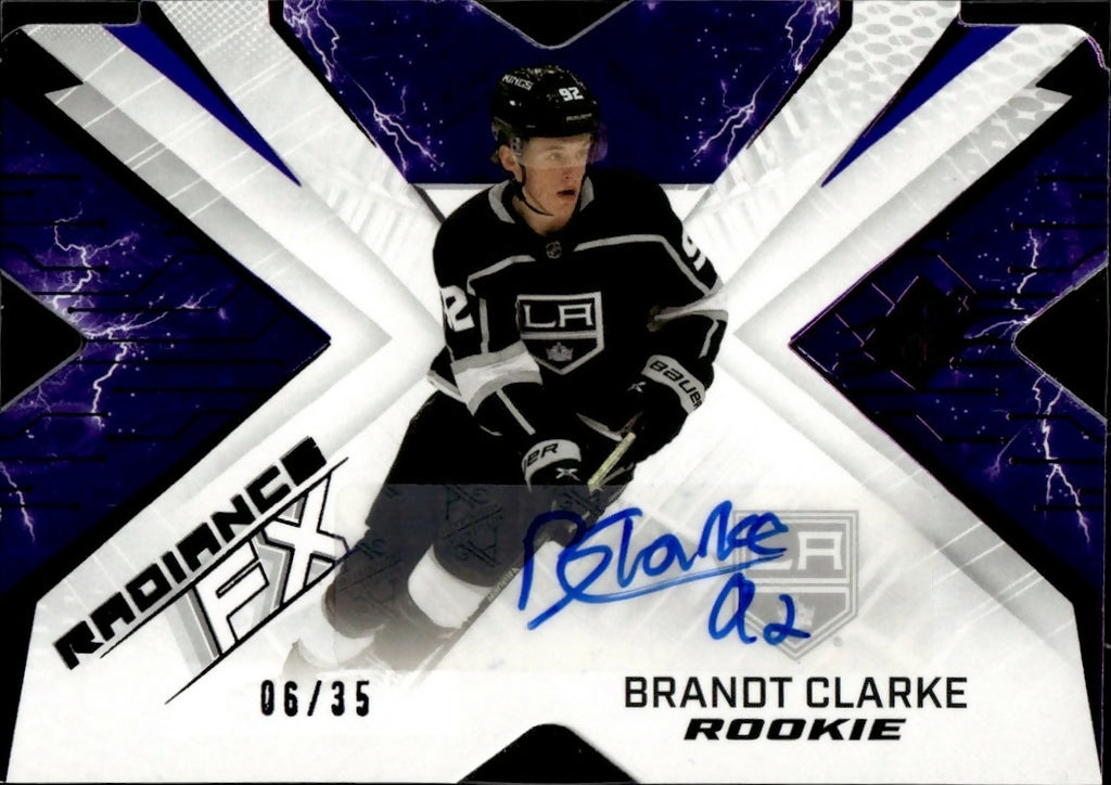 2022-23 Upper Deck SPX Hockey - Radiance FX - Purple - Auto :35 #RFX-91 Brandt Clarke - Los Angeles Kings - A