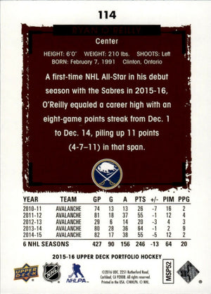 2015-16 Upper Deck Portfolio Hockey - Base #114 Ryan O'Reilly - Buffalo Sabres