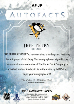 2023-24 Upper Deck Artifacts Hockey - Autofacts #AF-JP Jeff Petry - Pittsburgh Penguins