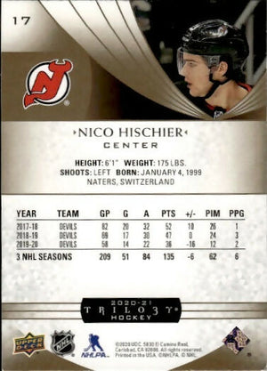 2020-21 Upper Deck Trilogy Hockey - Base #17 Nico Hischier - New Jersey Devils