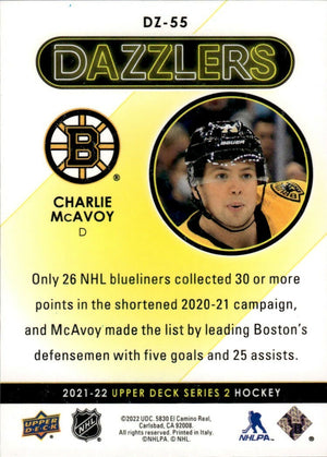 2021-22 Upper Deck Series 2 Hockey - Dazzlers - Blue #DZ-55 Charlie McAvoy - Boston Bruins - B