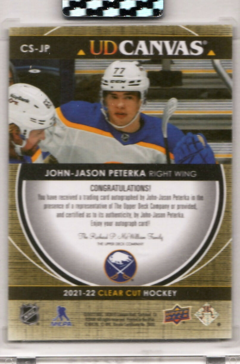 2021-22 Upper Deck Clear Cut Hockey - UD Canvas :77 #CS-JP John-Jason Peterka - Buffalo Sabres - B