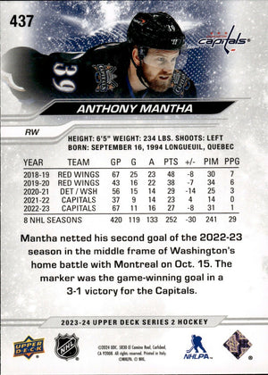 2023-24 Upper Deck Series 2 Hockey - Base #437 Anthony Mantha - Washington Capitals