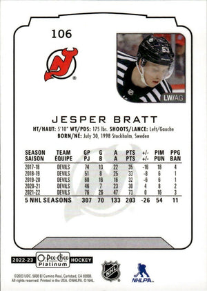 2022-23 Upper Deck O-Pee-Chee Platinum Hockey - Base #106 Jesper Bratt - New Jersey Devils