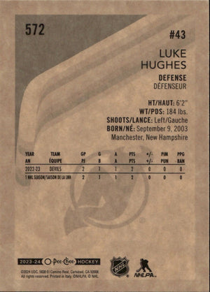 2023-24 Upper Deck O-Pee-Chee Hockey - Base - Retro #572 Luke Hughes - New Jersey Devils - B