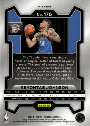 2023-24 Panini Prizm Basketball Base - Green Prizm #176 Keyontae Johnson, Oklahoma City Thunder - B