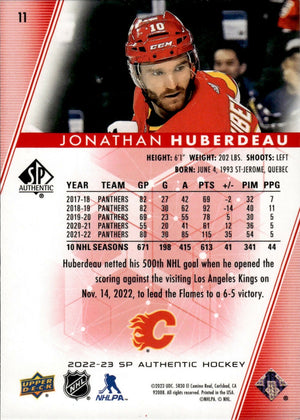 2022-23 Upper Deck SP Authentic Hockey - Base - Limited Red #11 Jonathan Huberdeau - Calgary Flames