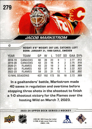 2023-24 Upper Deck Series 2 Hockey - Base #279 Jacob Markstrom - Calgary Flames